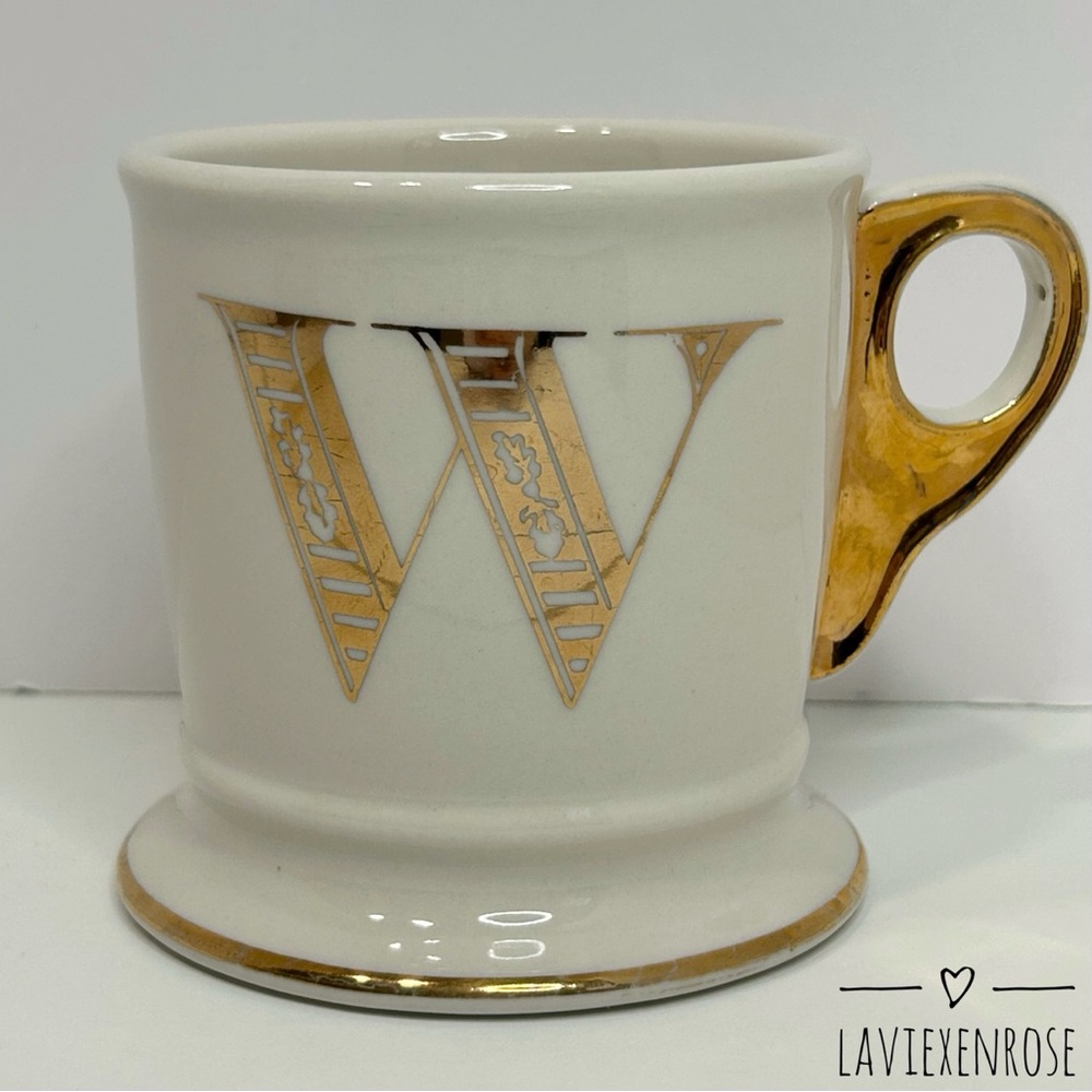 Anthropologie “W” Initial Golden Monogram Mug
